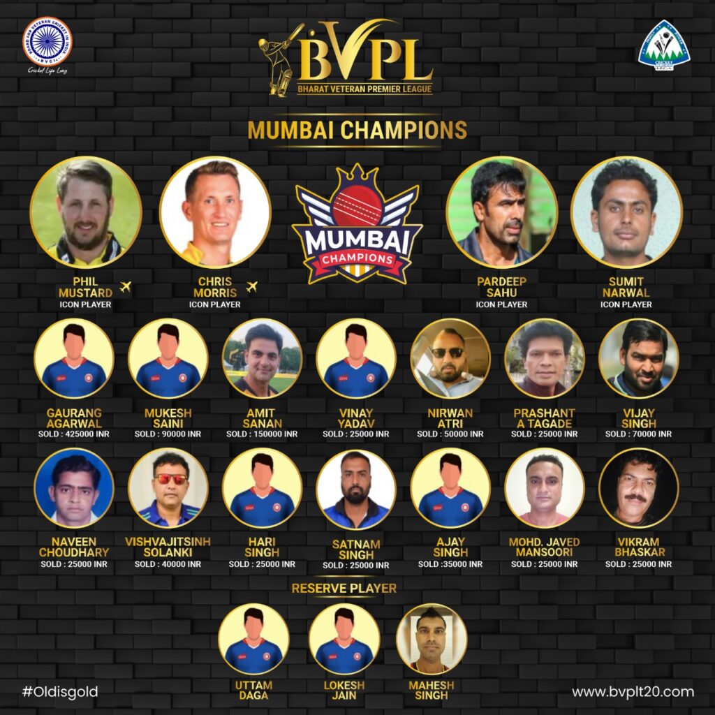 Bharat Veteran Premiere League BVPL 2023 Mumbai Champions Players List
