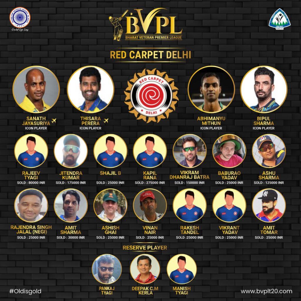 Bharat Veteran Premiere League BVPL 2023 Red Carpet Delhi Players List